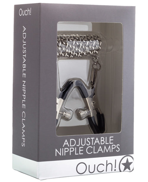 Ouch! Adjustable Metal Nipple Clamps With Chain Silver
