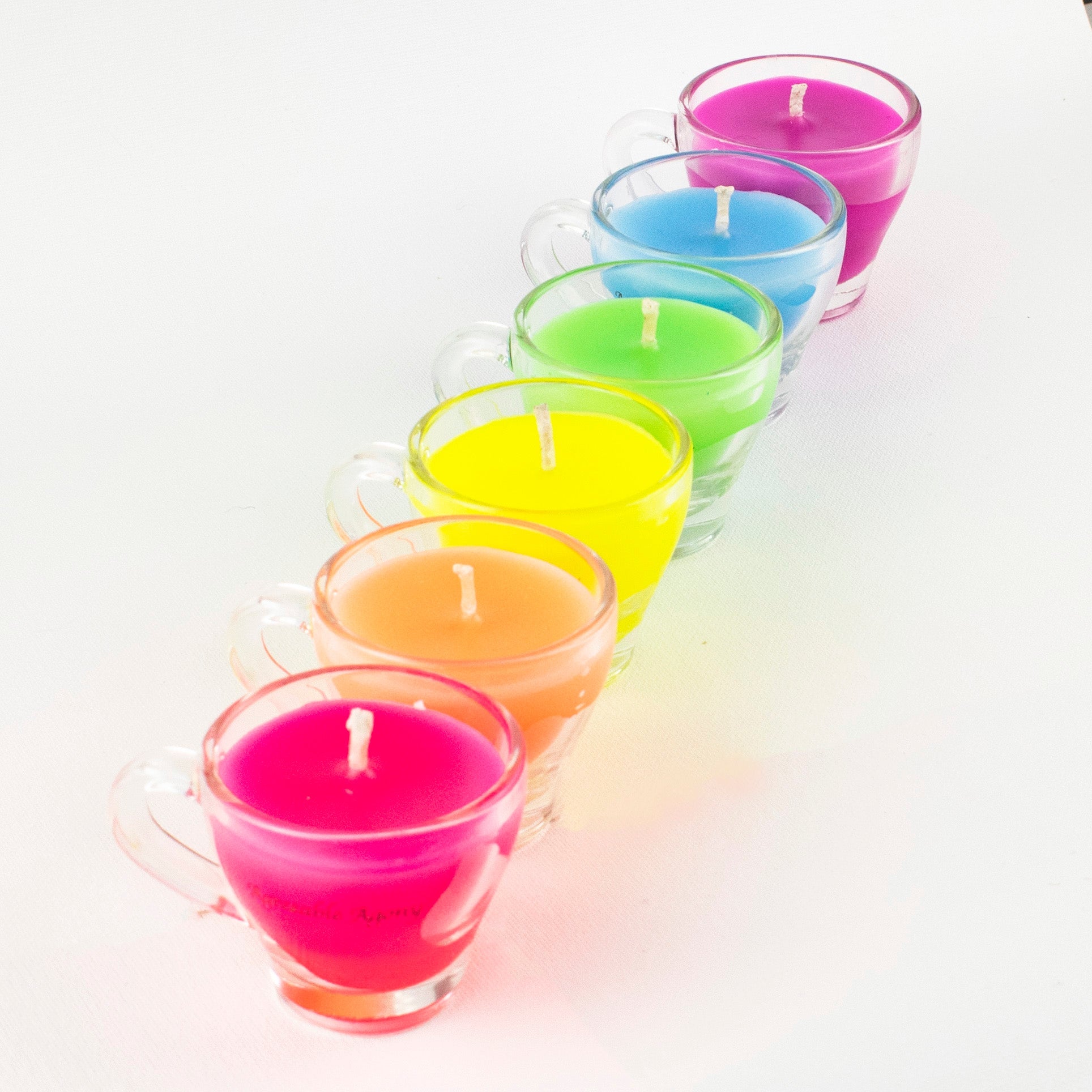Mini Candle Rainbow Sets - Wax Play Teacup Candle - Low Temp - Paraffin - Regular & Blacklight