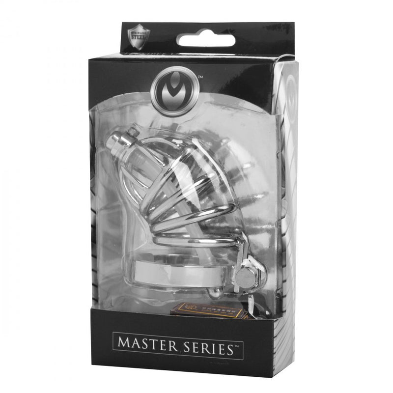 Repressor - Stainless Steel Chastity Cage with Silicone Urethral Plug