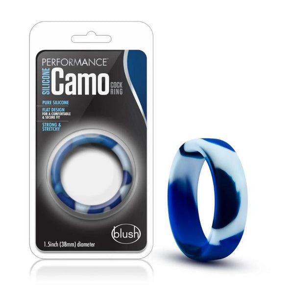 Blush Performance Silicone Camo Cock Ring Blue Camouflage