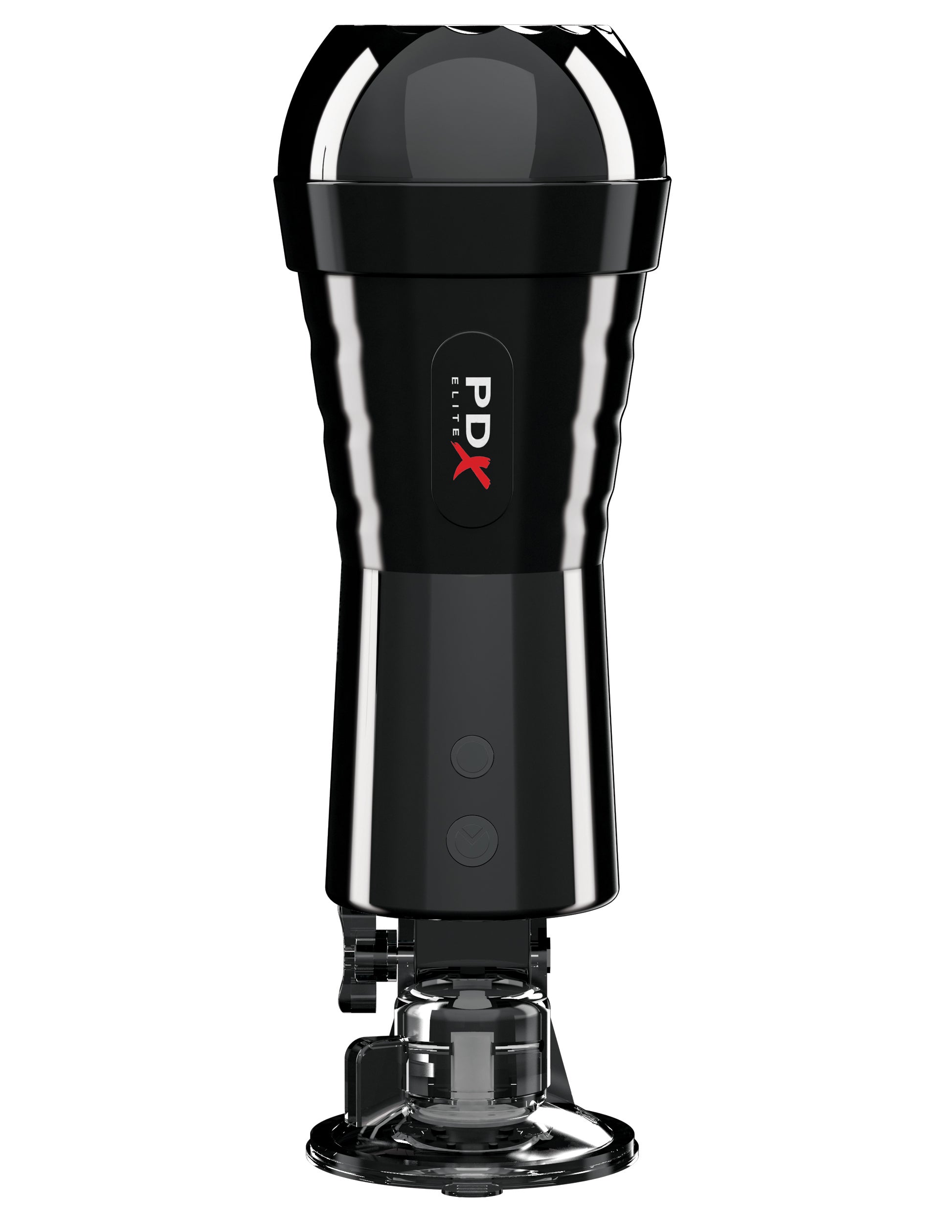 PDX Elite Cock Compressor Rechargeable Vibrating Stroker With Hands-Free Suction Cup Beige/Black
