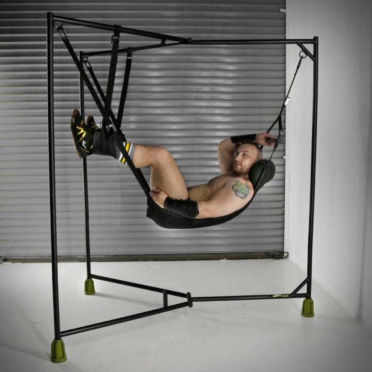 Fort Troff Hammock Hangar Sling Black in use for bondage play.