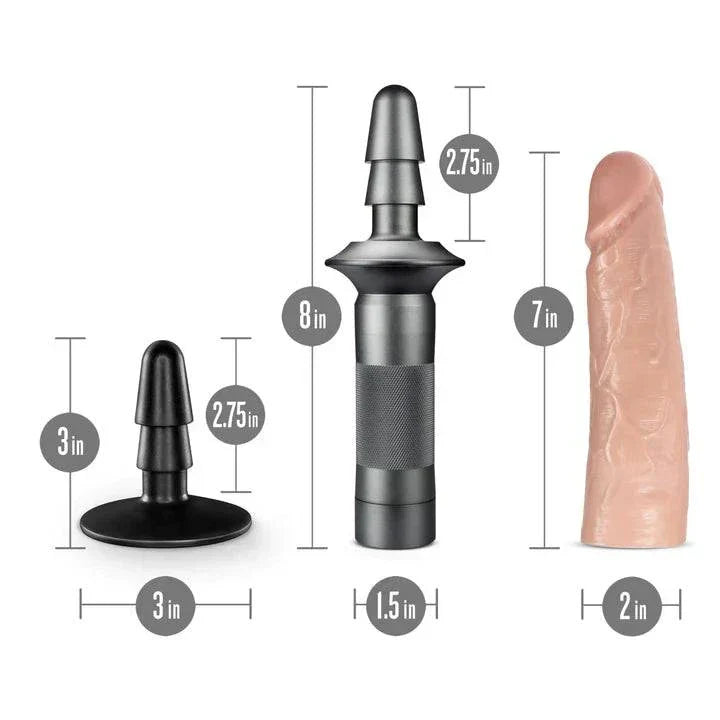 Blush Lock On Karbonite Realistic Dildo with Handle & Suction Cup Adapter - 7.75 inches, body-safe, versatile play.