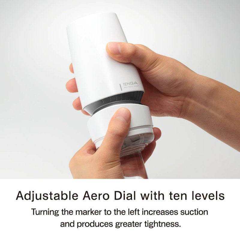 Tenga Aero Suction Stroker with adjustable Aero Dial for customized suction levels.