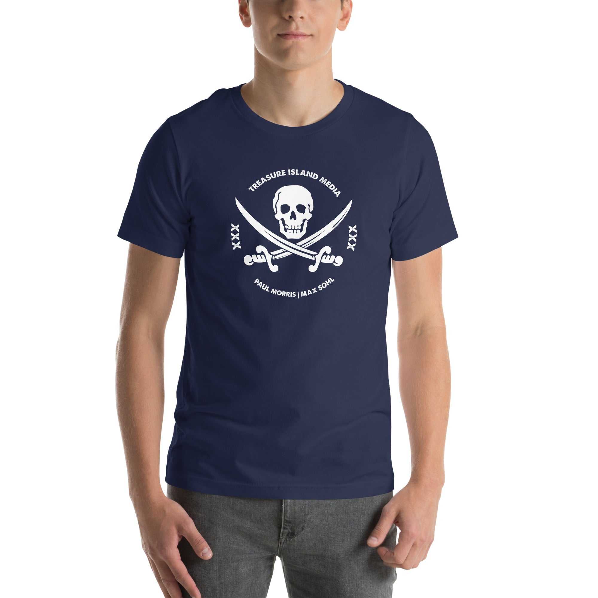 Navy blue t-shirt featuring TIMXXX white logo design on front.