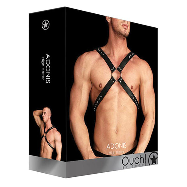 Ouch! Adonis - High Halter Chest Harness - Black