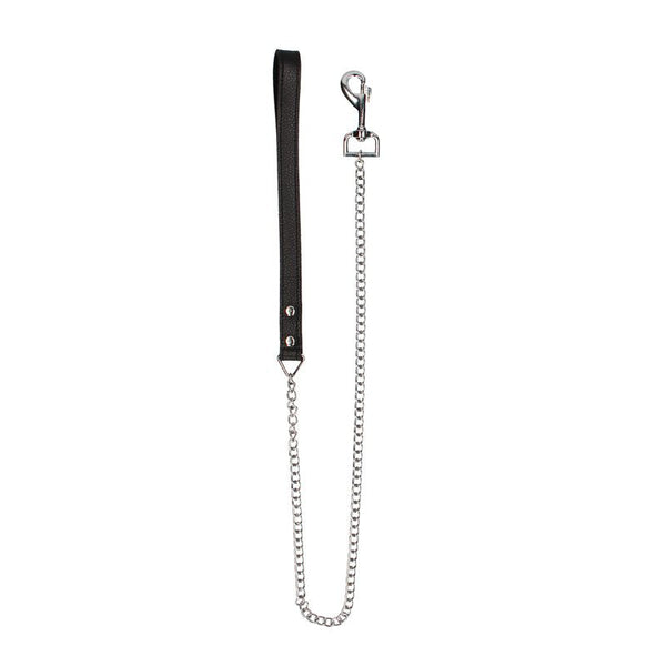 Ouch! Pain - Grain Leather Chain Leash with Classic Handle