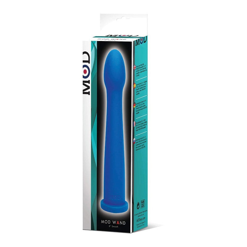 MOD Wand Silicone Blue Smooth in packaging, showcasing its sleek design.