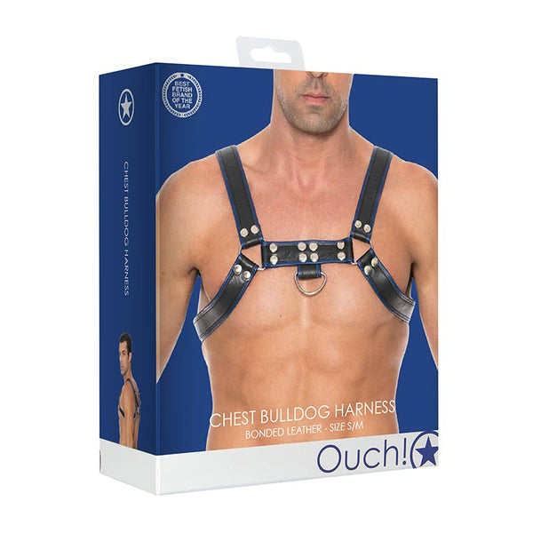 Ouch Chest Bulldog Harness - S/M - Blue