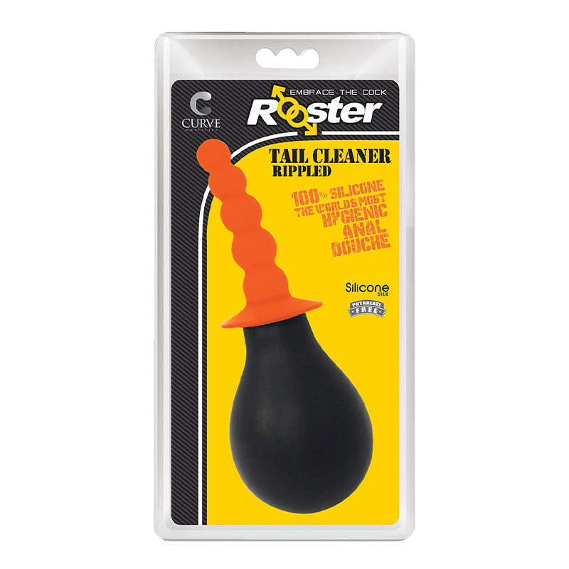 Curve Toys Rooster Tail Cleaner Rippled Silicone Anal Douche Orange