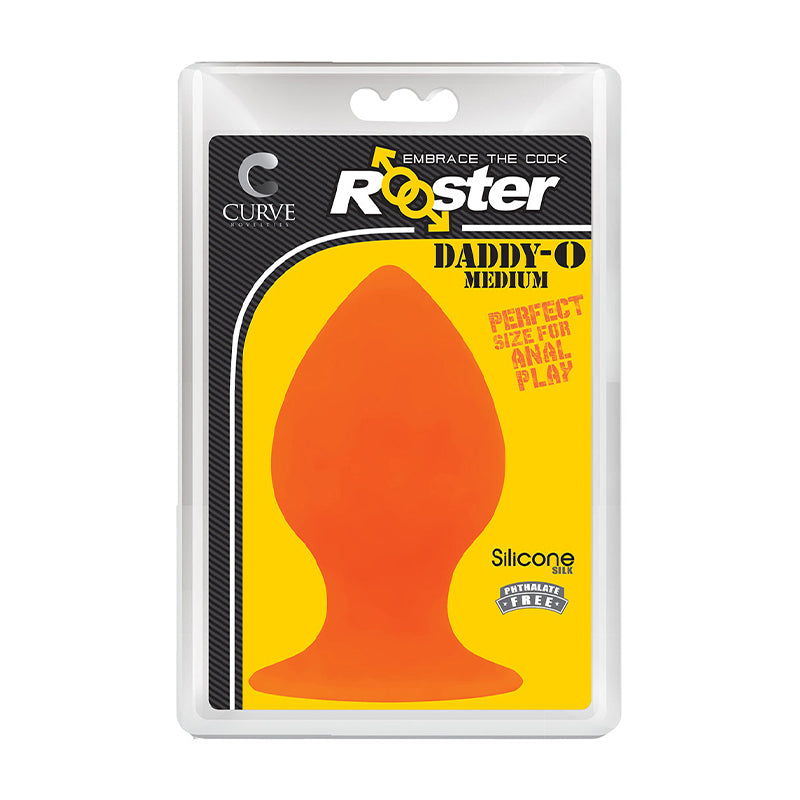 Curve Toys Rooster Daddy-O Medium Silicone Anal Plug with Suction Cup Orange
