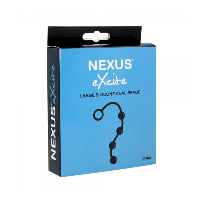 Nexus EXCITE Anal Beads Silicone Large Black in packaging.