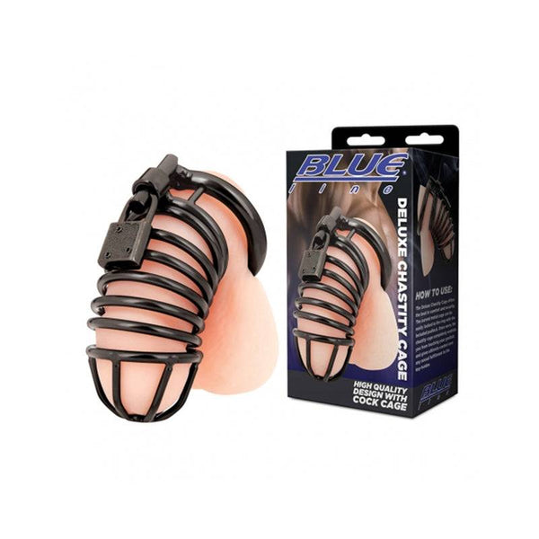 Blue Line Deluxe Chastity Cage Black