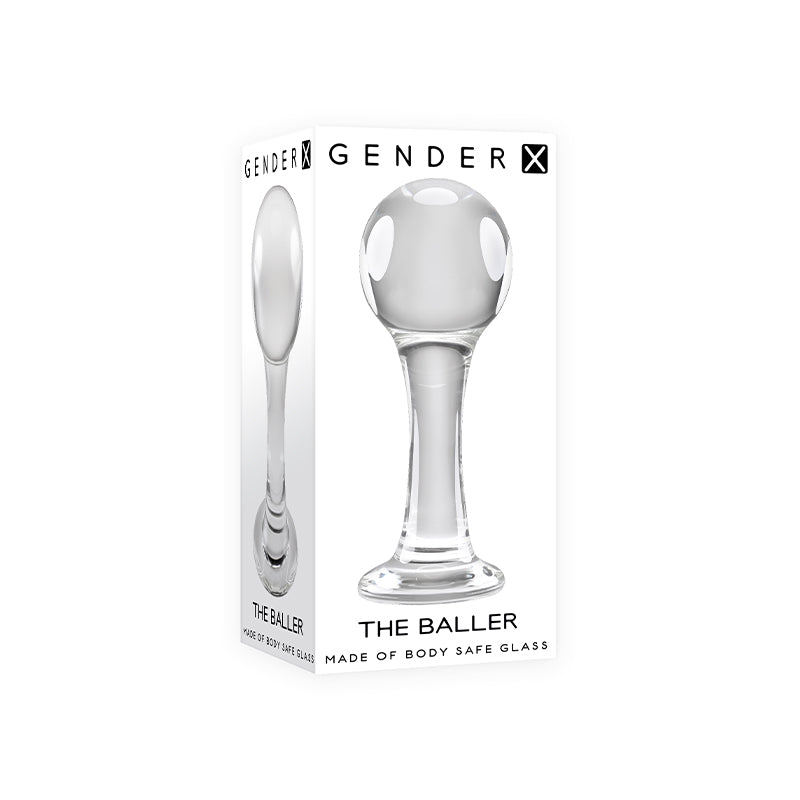 Gender X The Baller Round Glass Anal Plug Clear