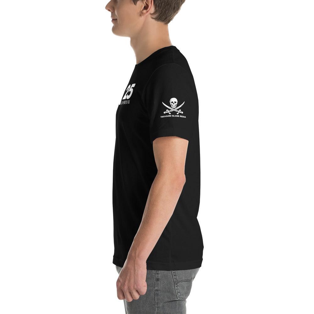 TIM 25th Anniversary T-Shirt with exclusive design and TIM logo, side view on model.