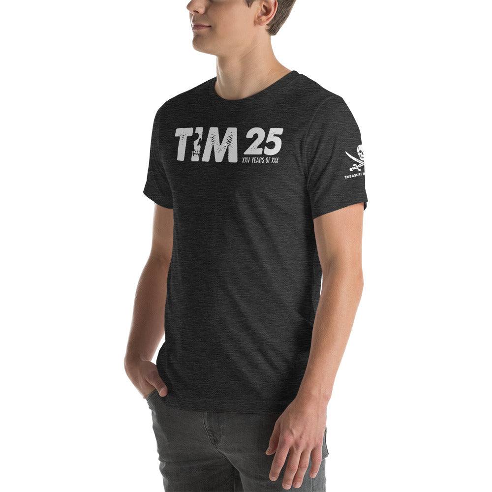 TIM 25th Anniversary T-Shirt celebrating Treasure Island Media with exclusive logo design.