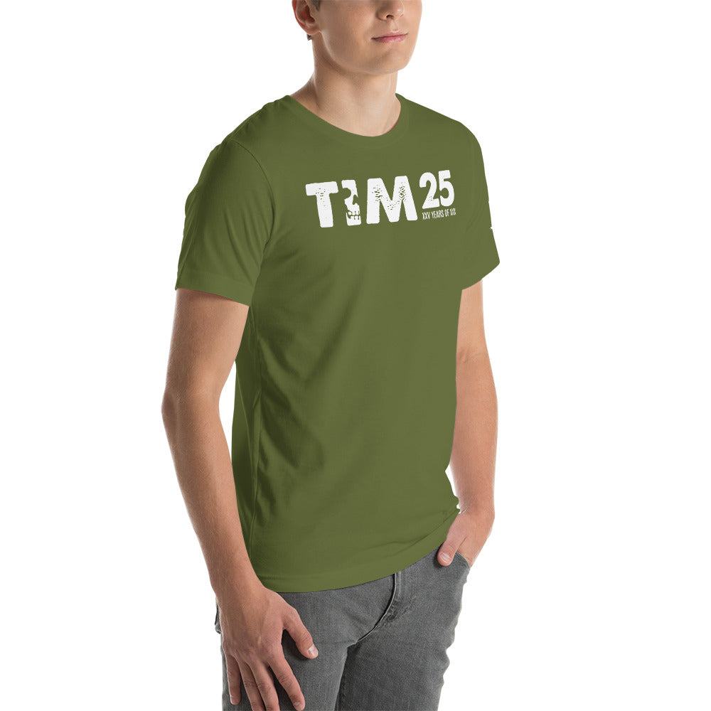 TIM 25th Anniversary T-Shirt featuring iconic logo and exclusive graphic design.