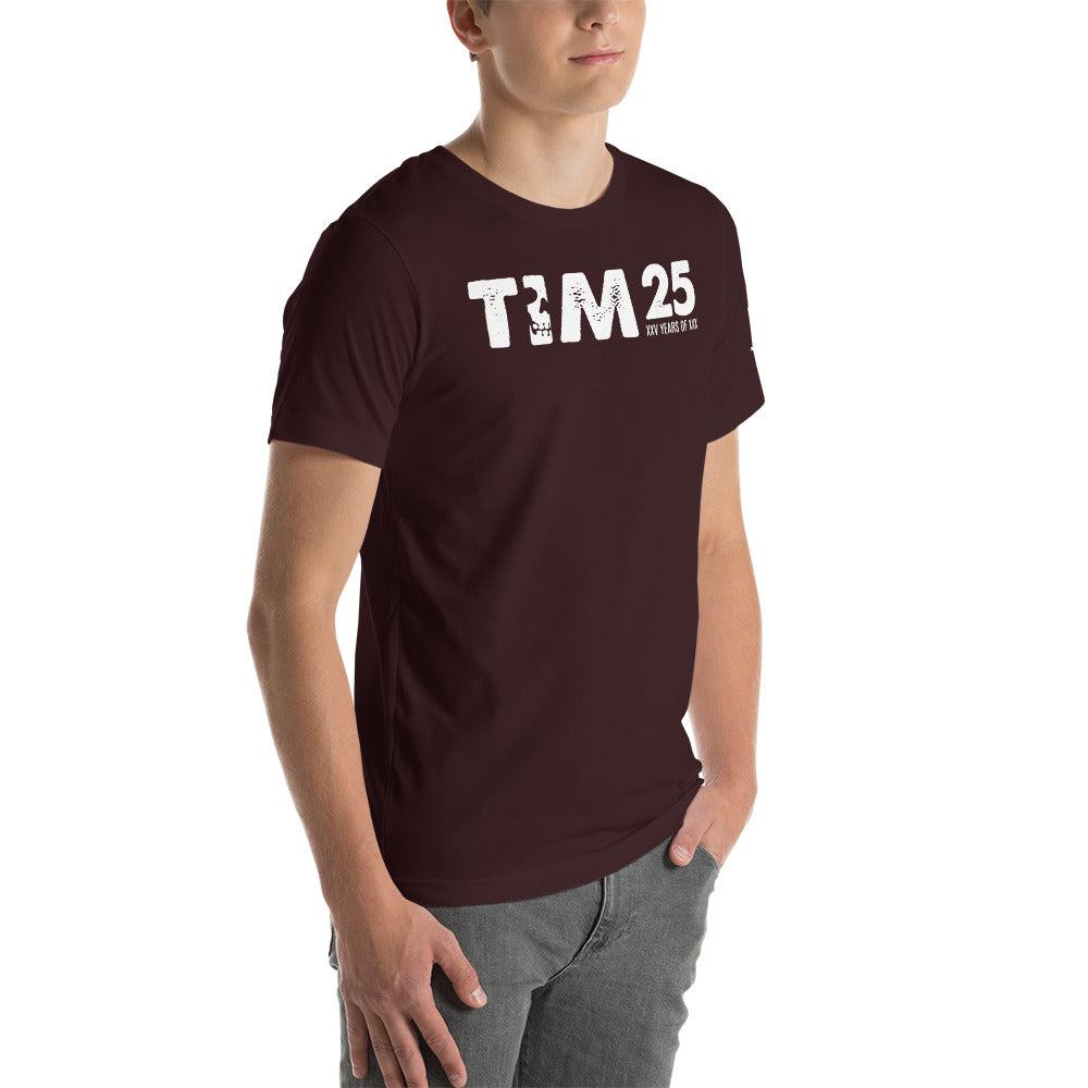 TIM 25th Anniversary T-Shirt featuring exclusive TIM logo and graphic design.